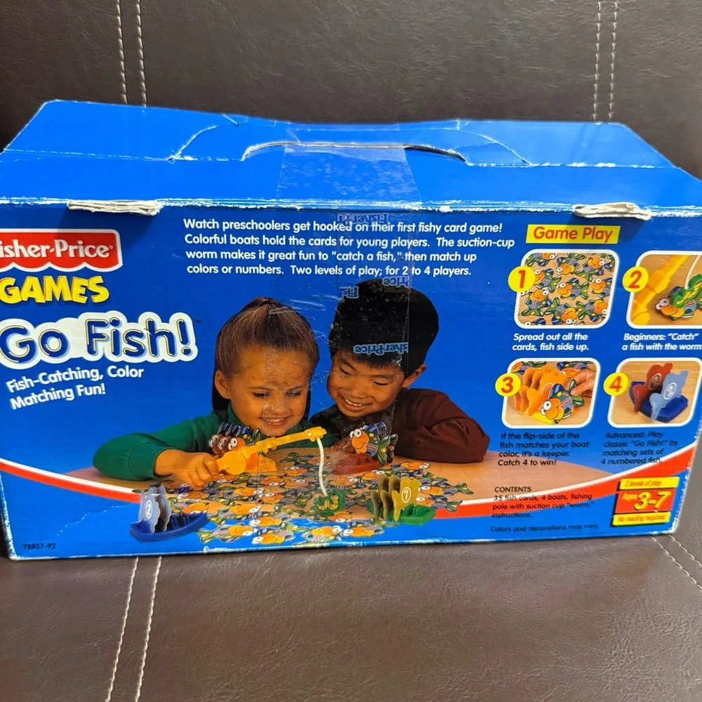 Vintage Fisher Price Go Fish Color Matching Game open box